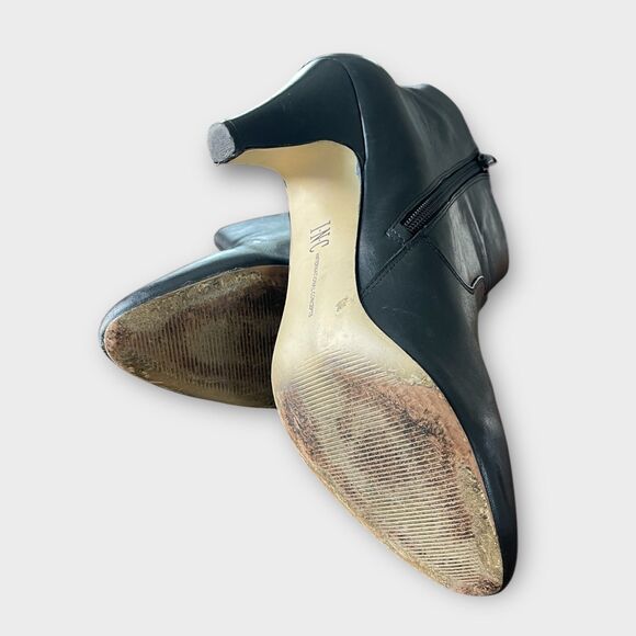 INC Black Leather Hannah Ankle Booties Sz 9Sleek, Versatile & Office-Ready - Picture 4 of 7